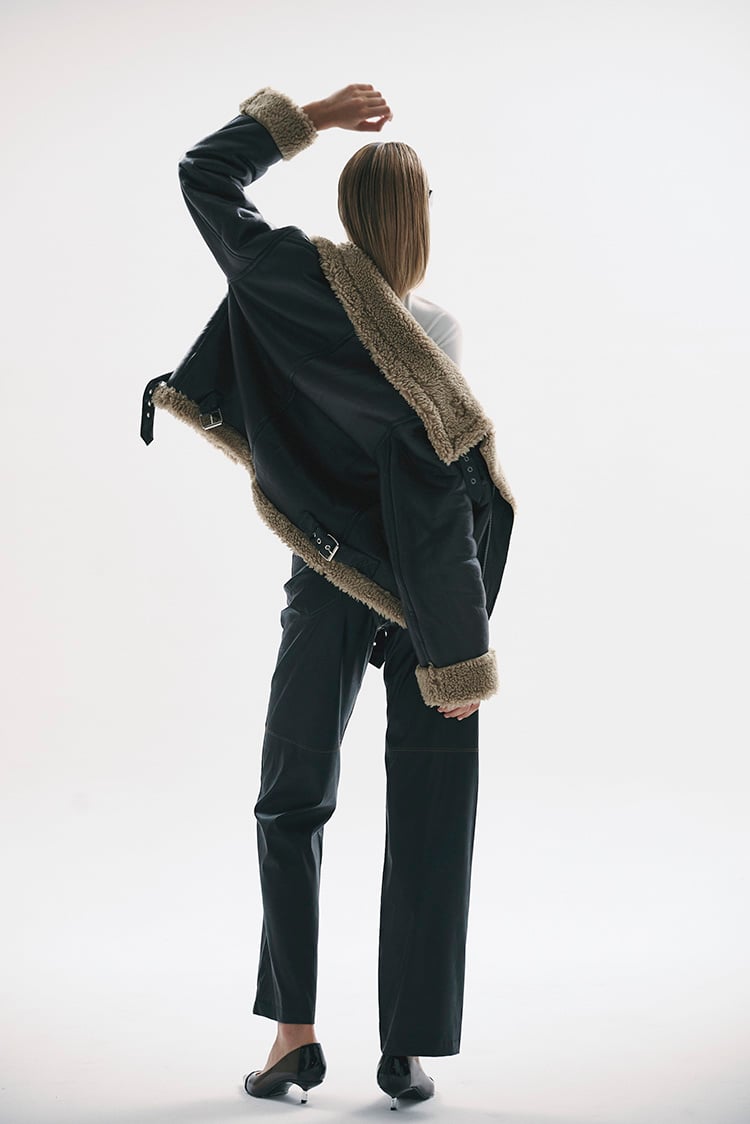 pantalon wide leg engomado