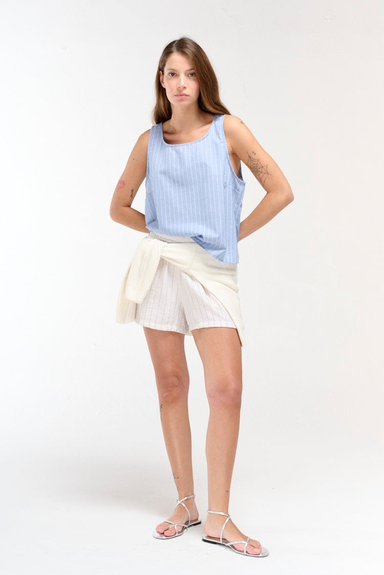 musculosa lino rayado