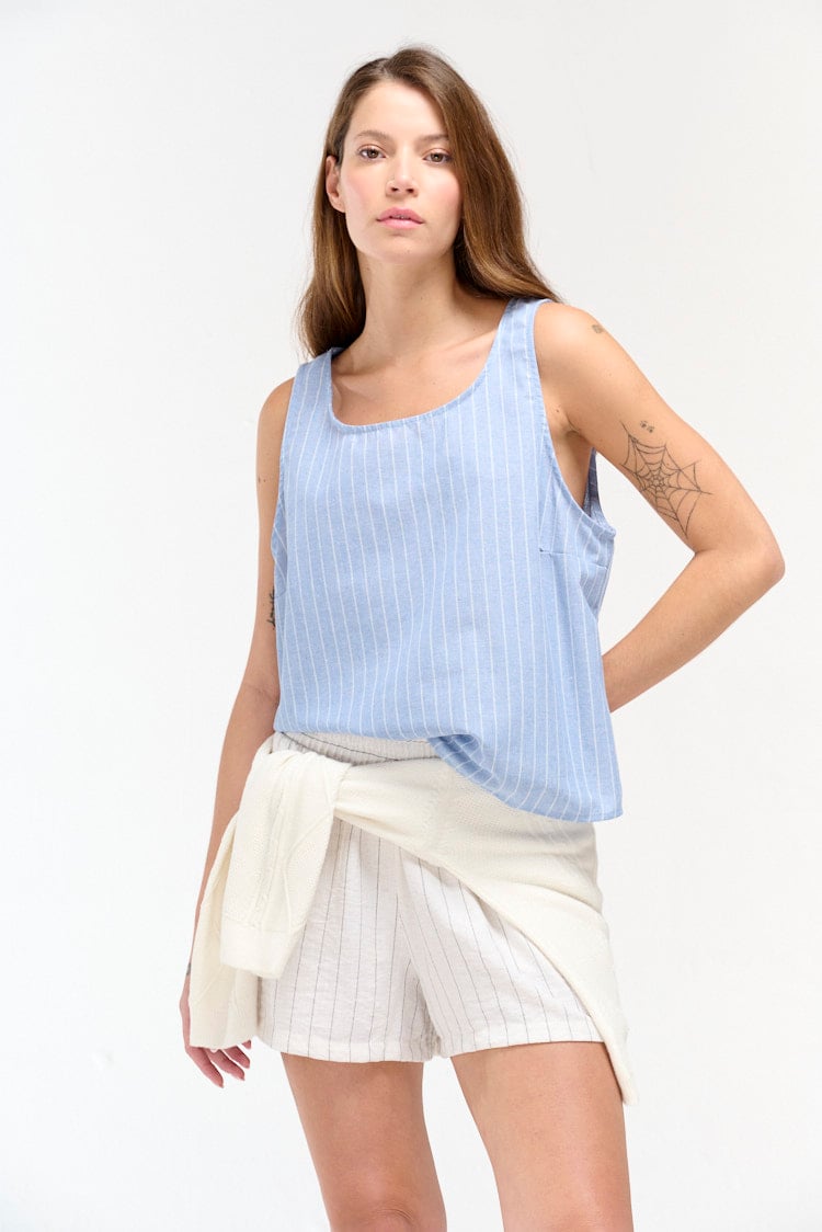 musculosa lino rayado