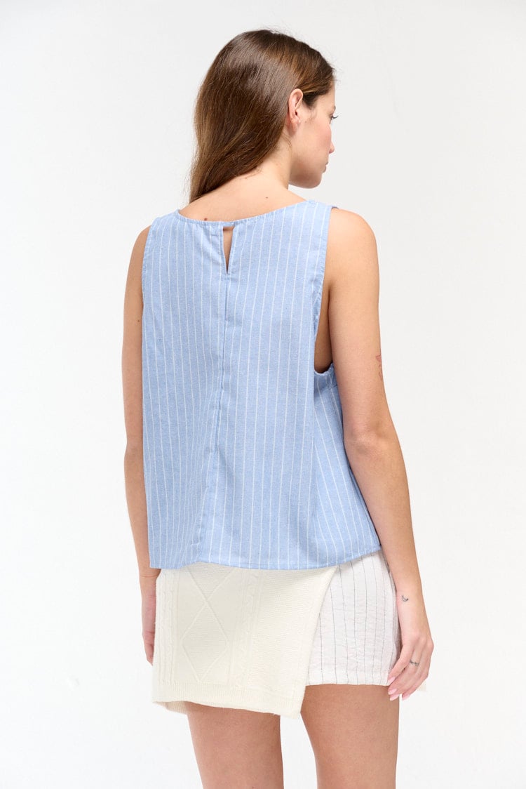 musculosa lino rayado