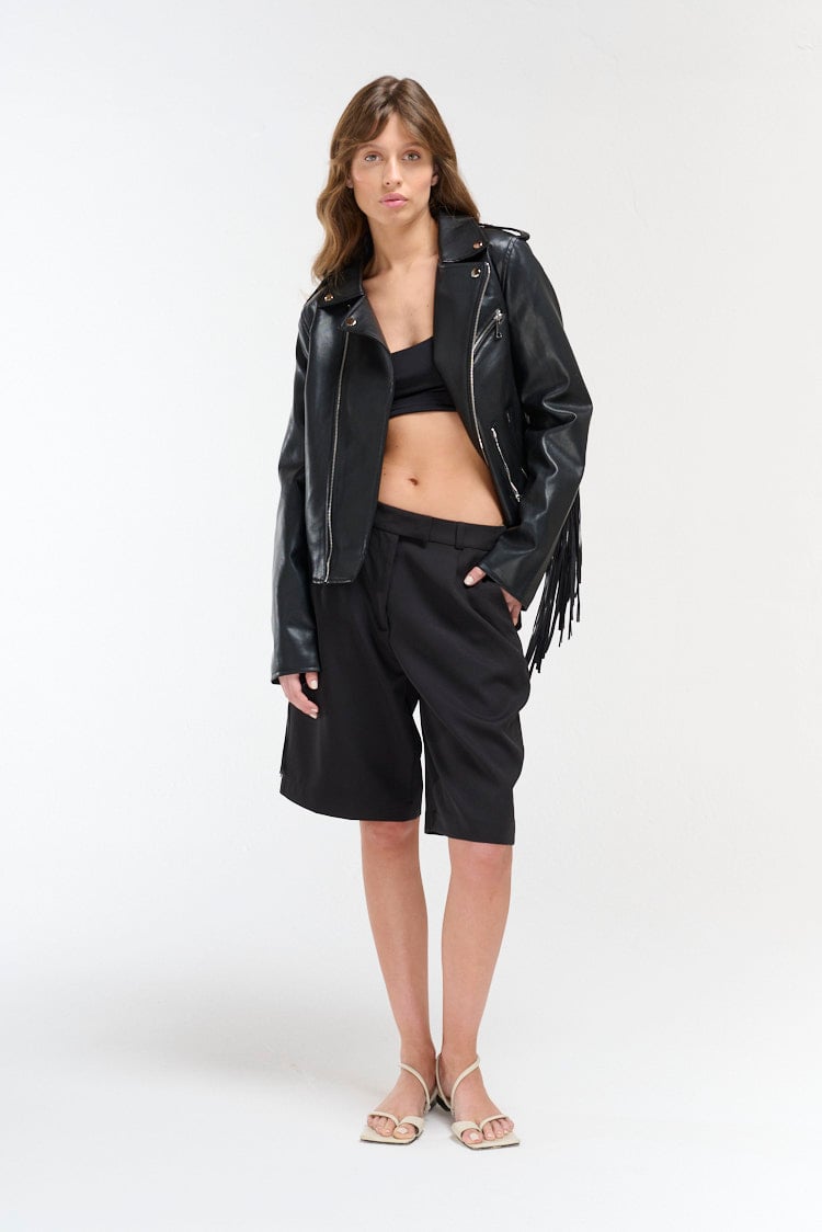 campera ecocuero flecos