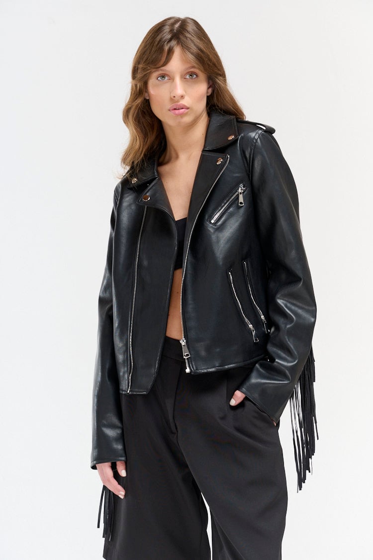 campera ecocuero flecos