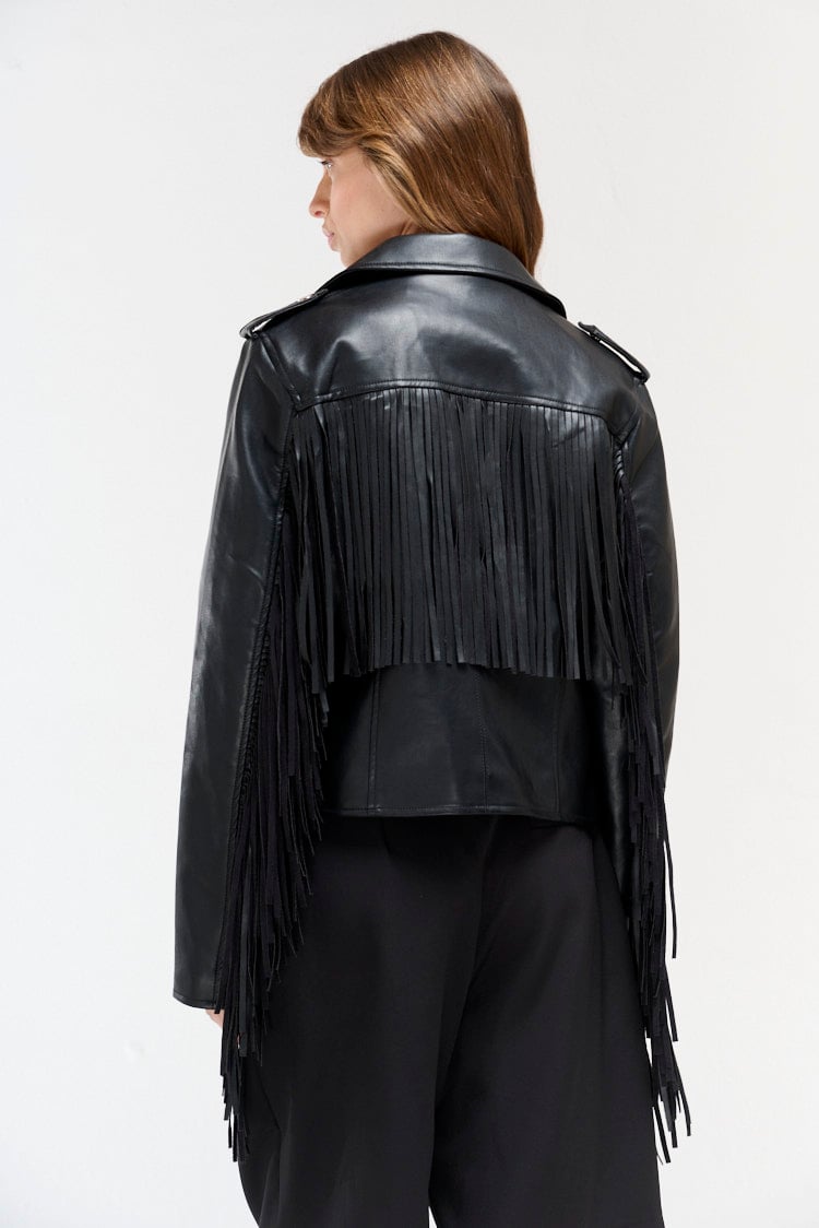 campera ecocuero flecos