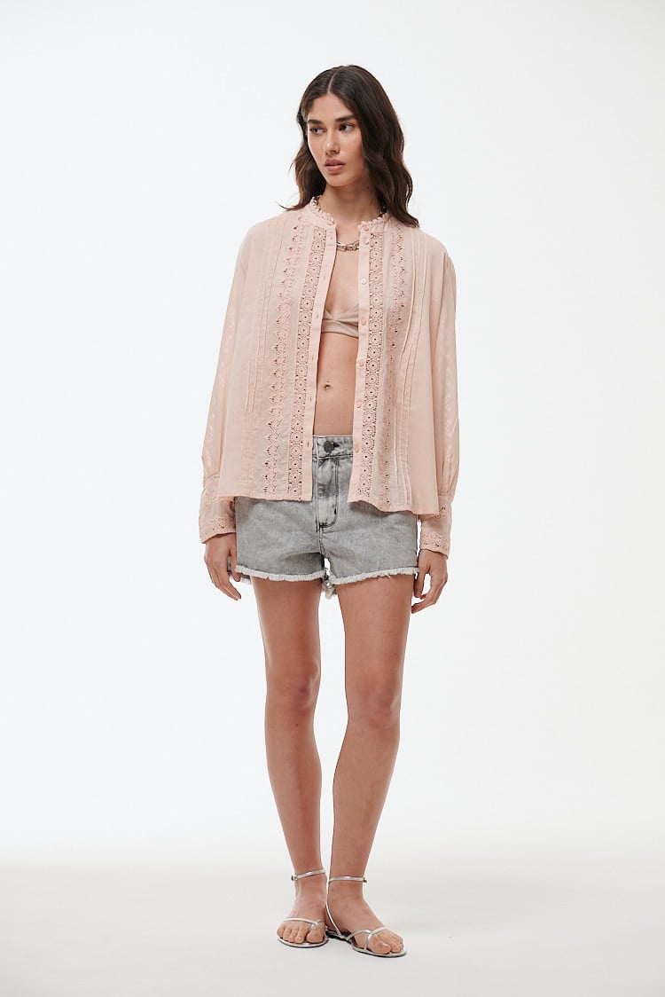 camisa briderie holgada