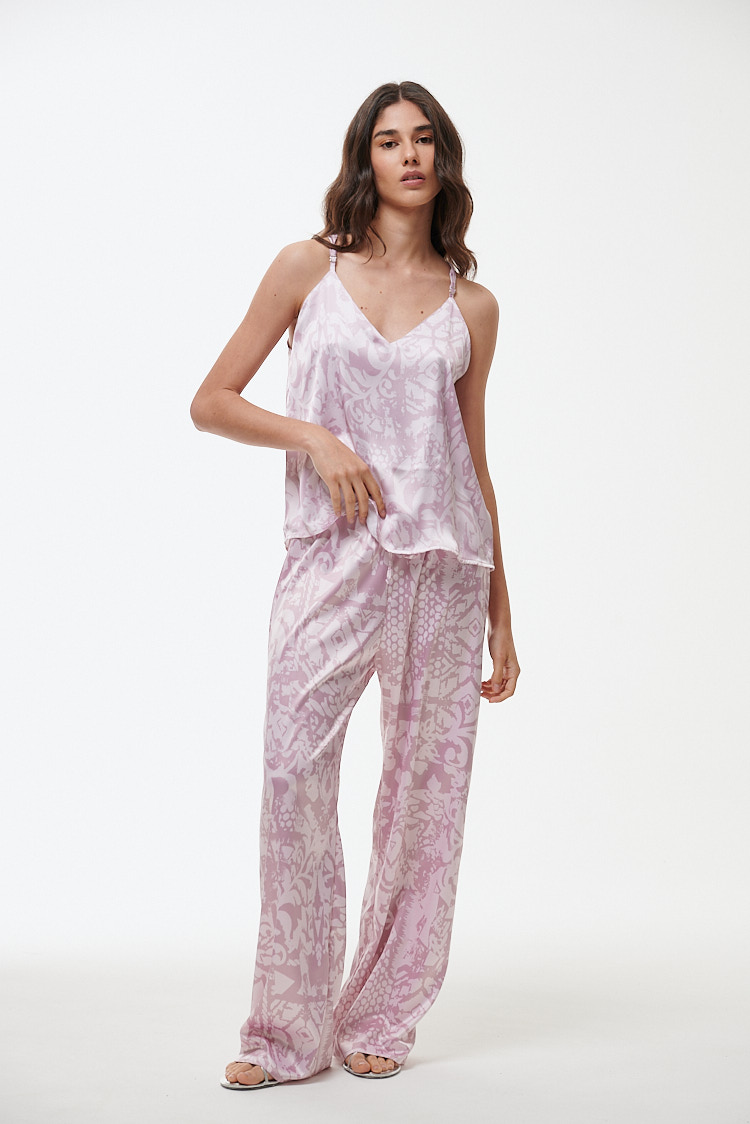 musculosa saten estampado