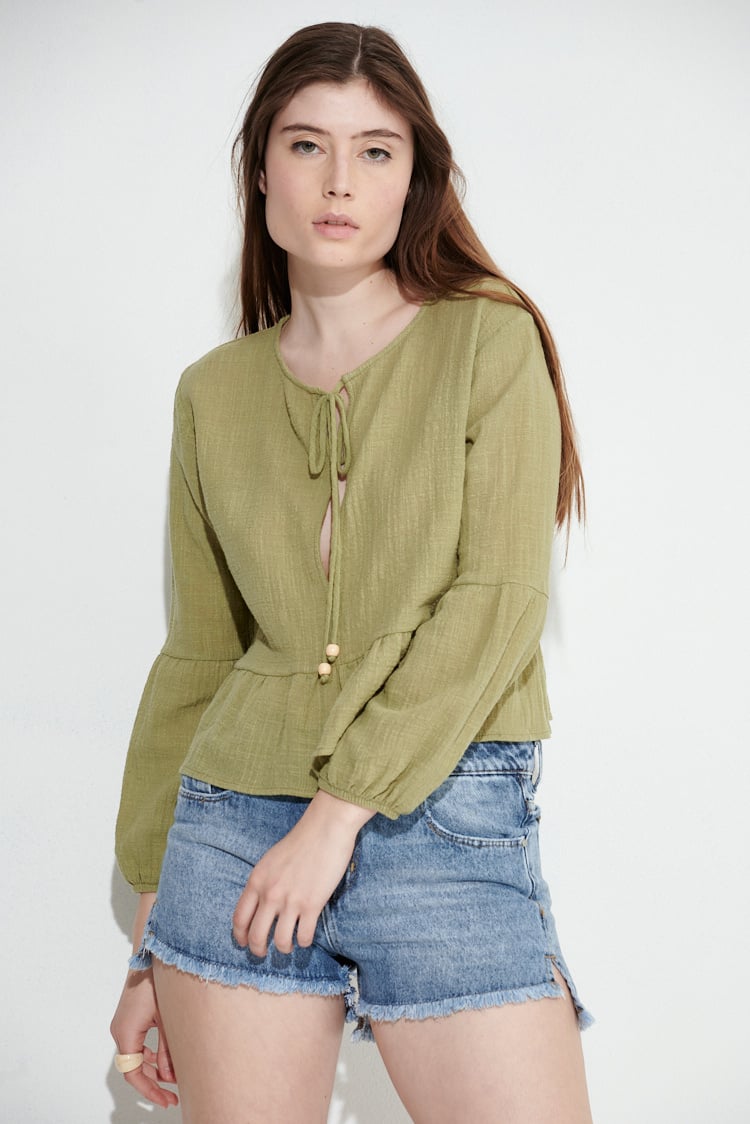 camisa lino volados