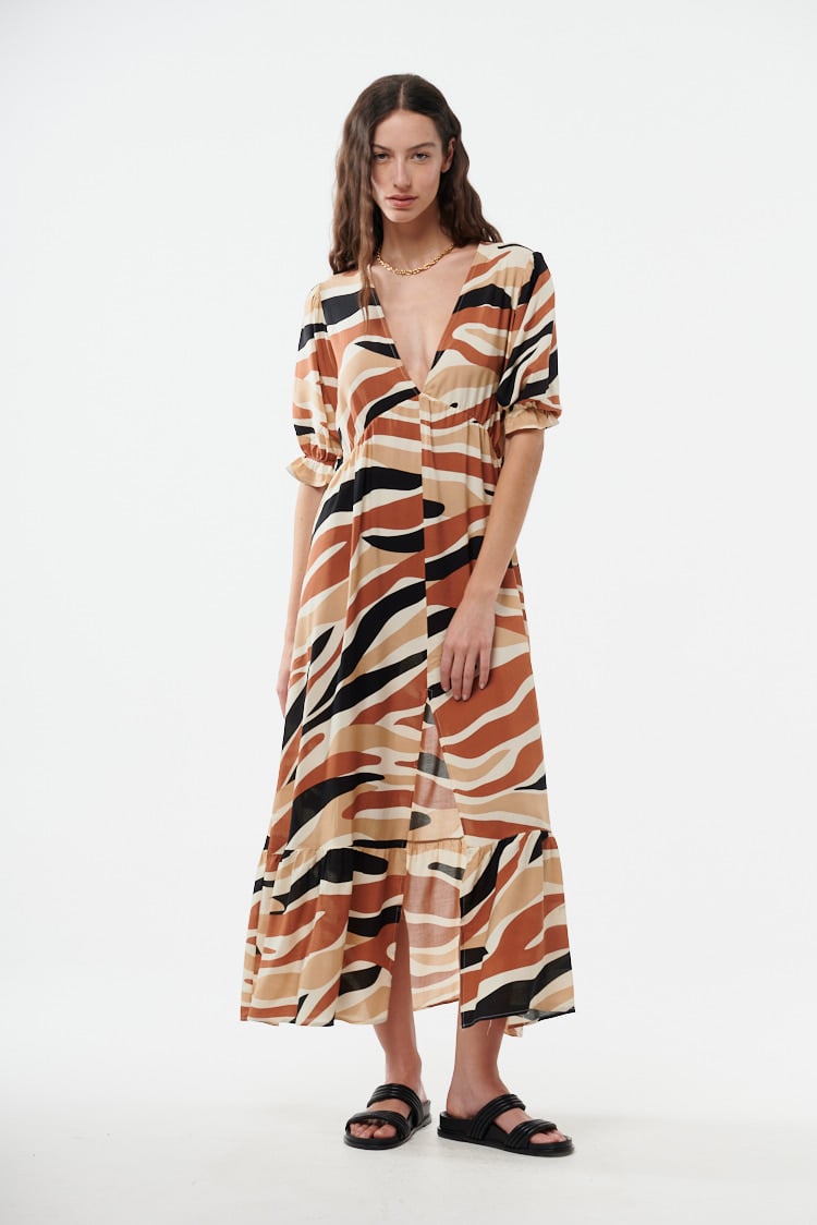 vestido estampado escote V