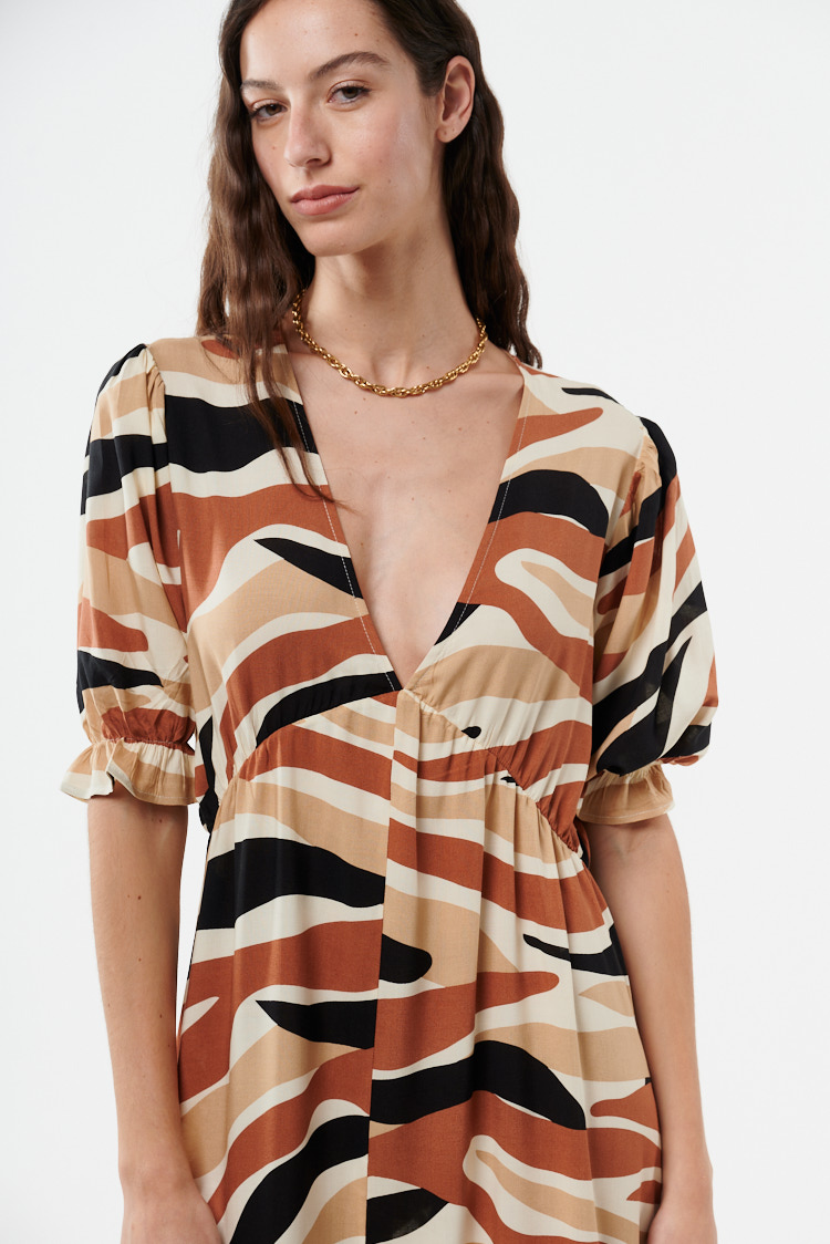 vestido estampado escote V