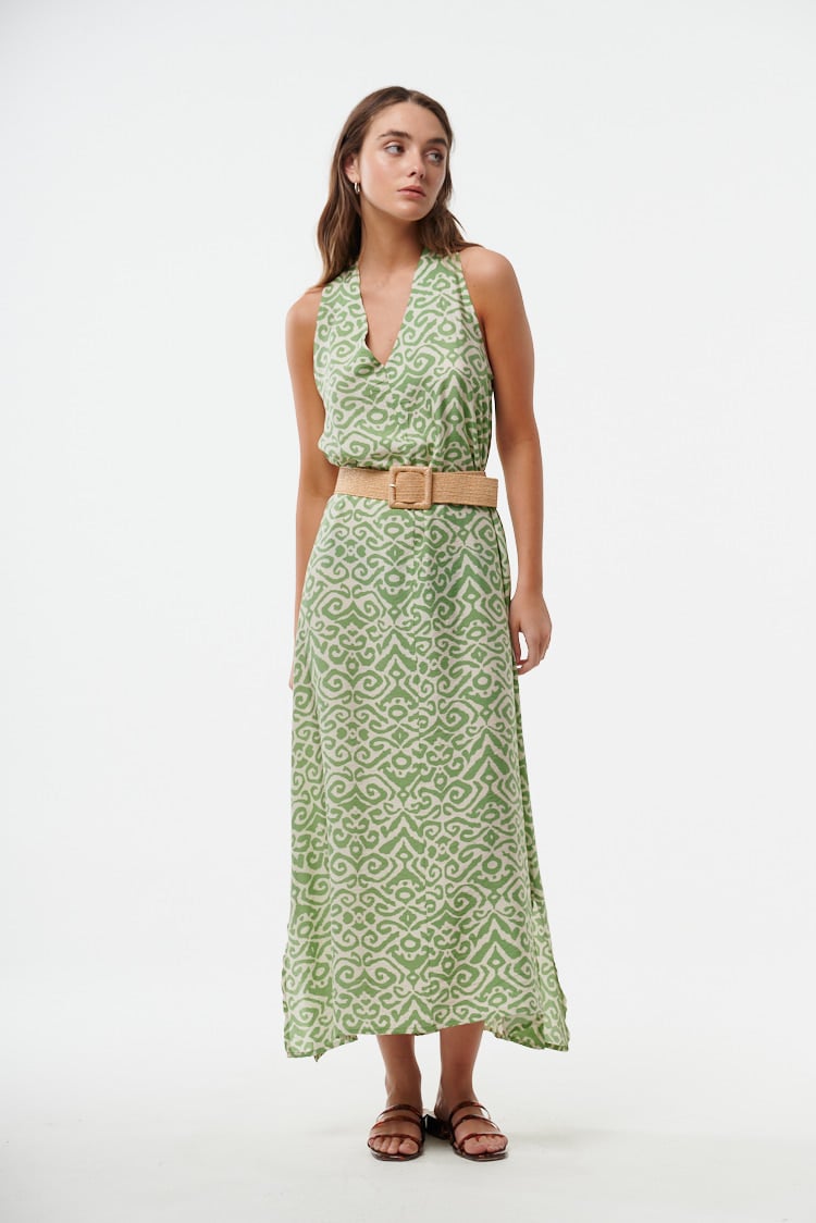 vestido estampado escote V