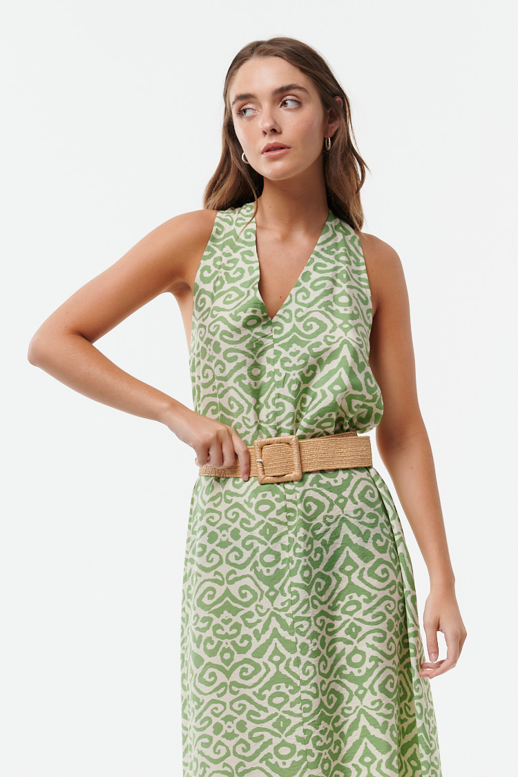 vestido estampado escote V