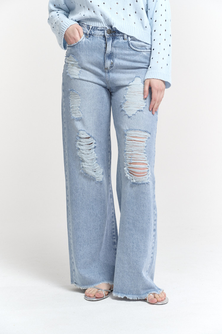 jean wide leg roturas