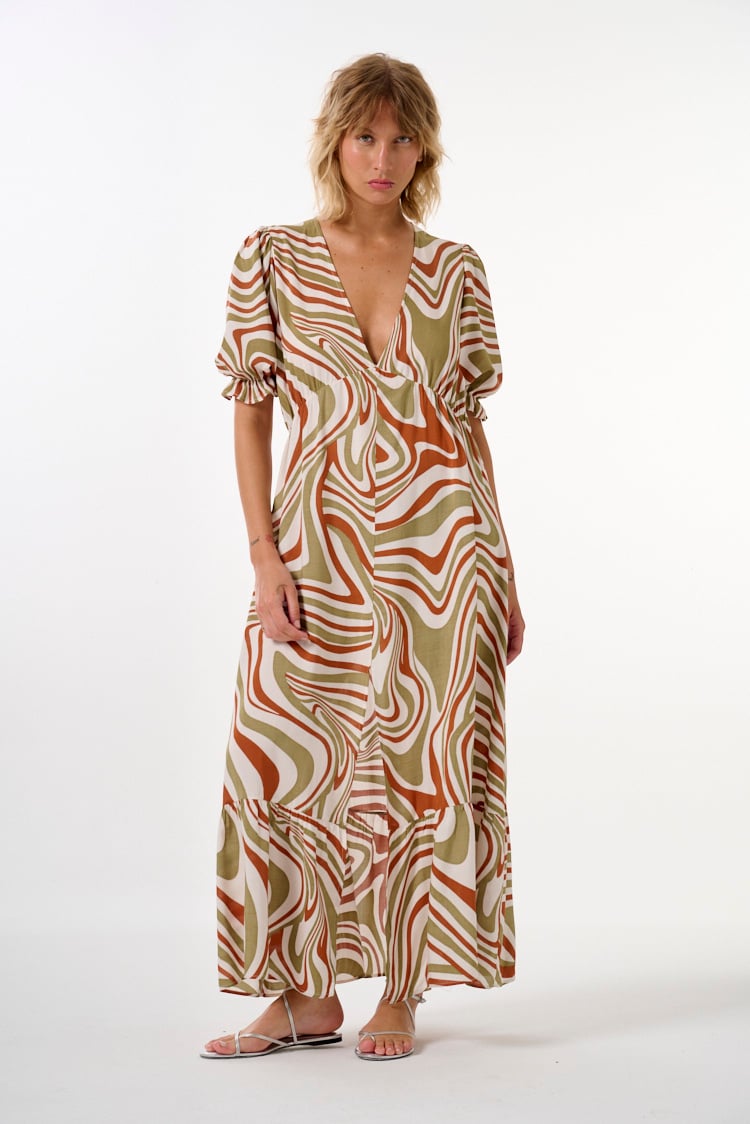 vestido estampado escote V