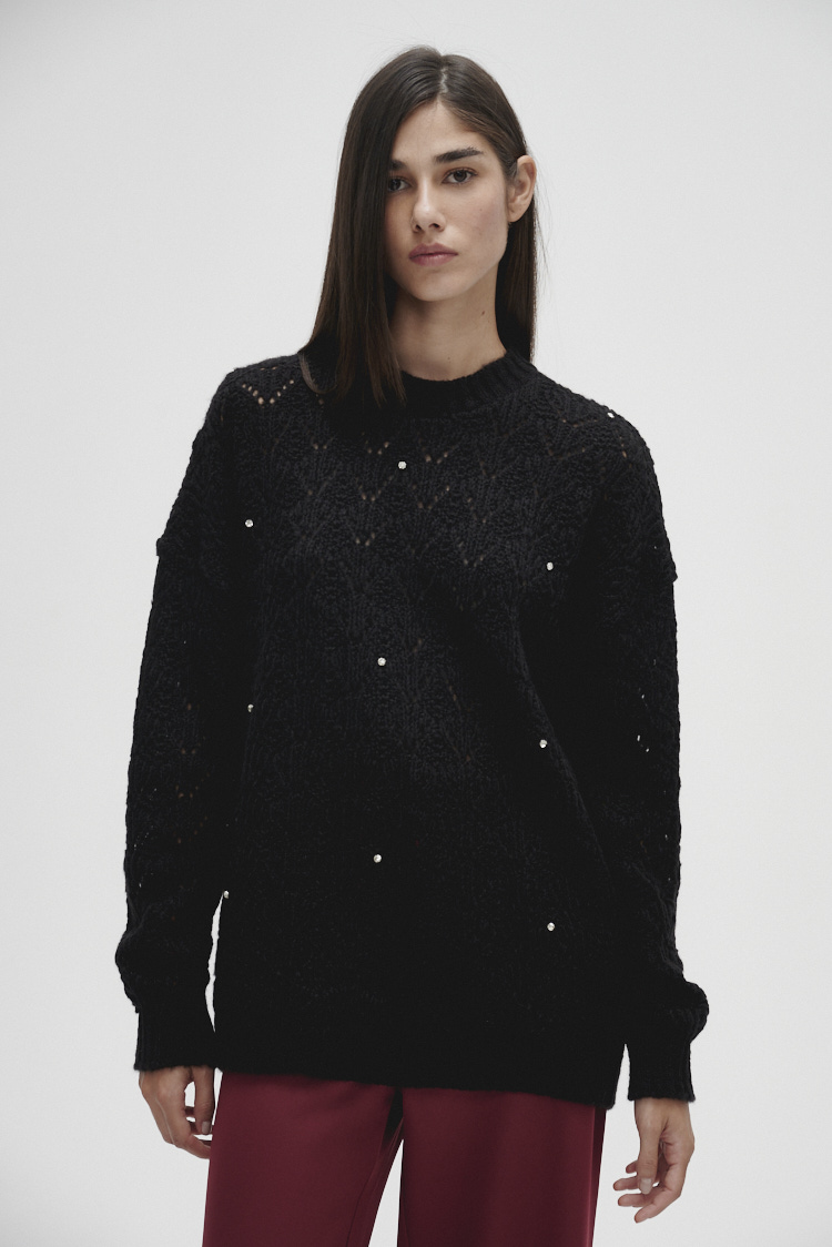 sweater tejido con brillo