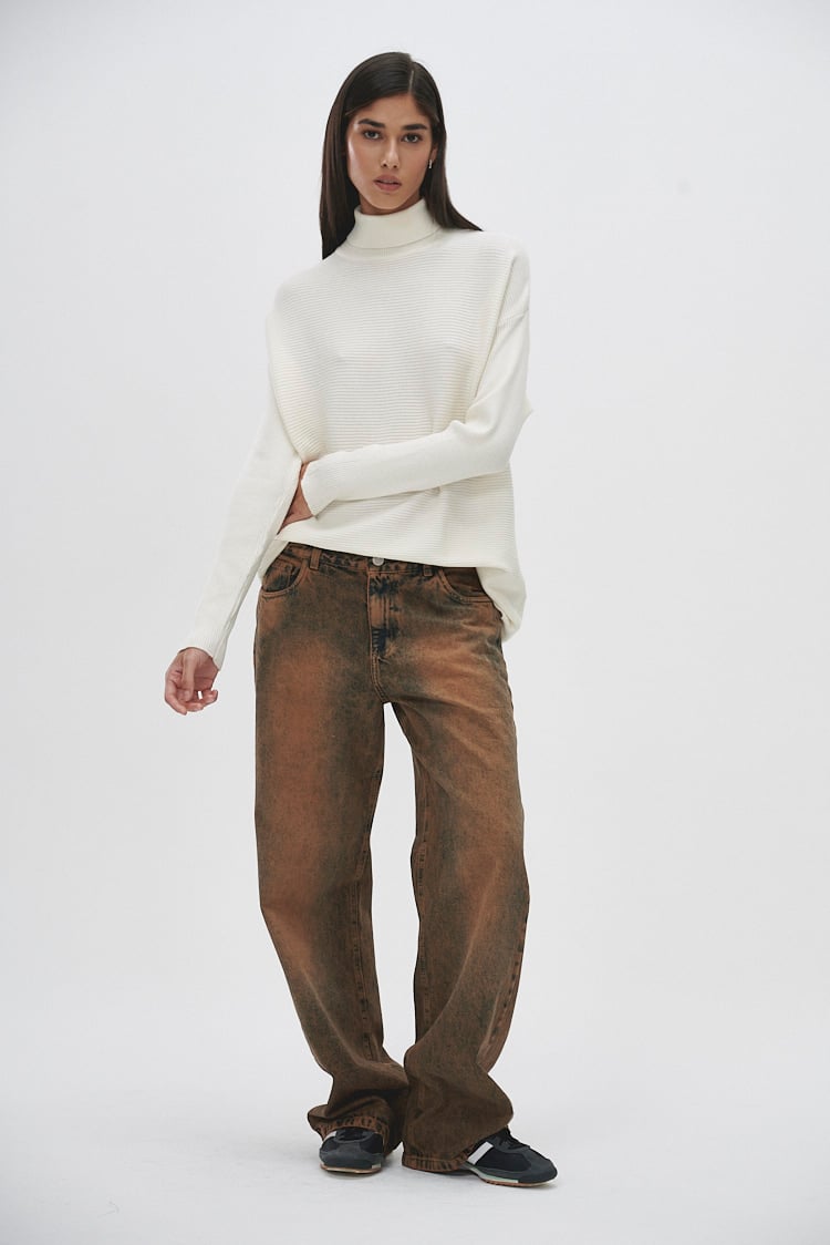 jean wide leg oxidado