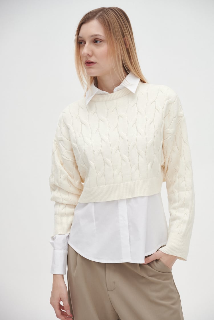 sweater corto trenzado
