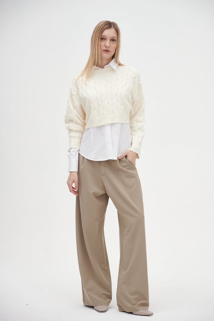 sweater corto trenzado