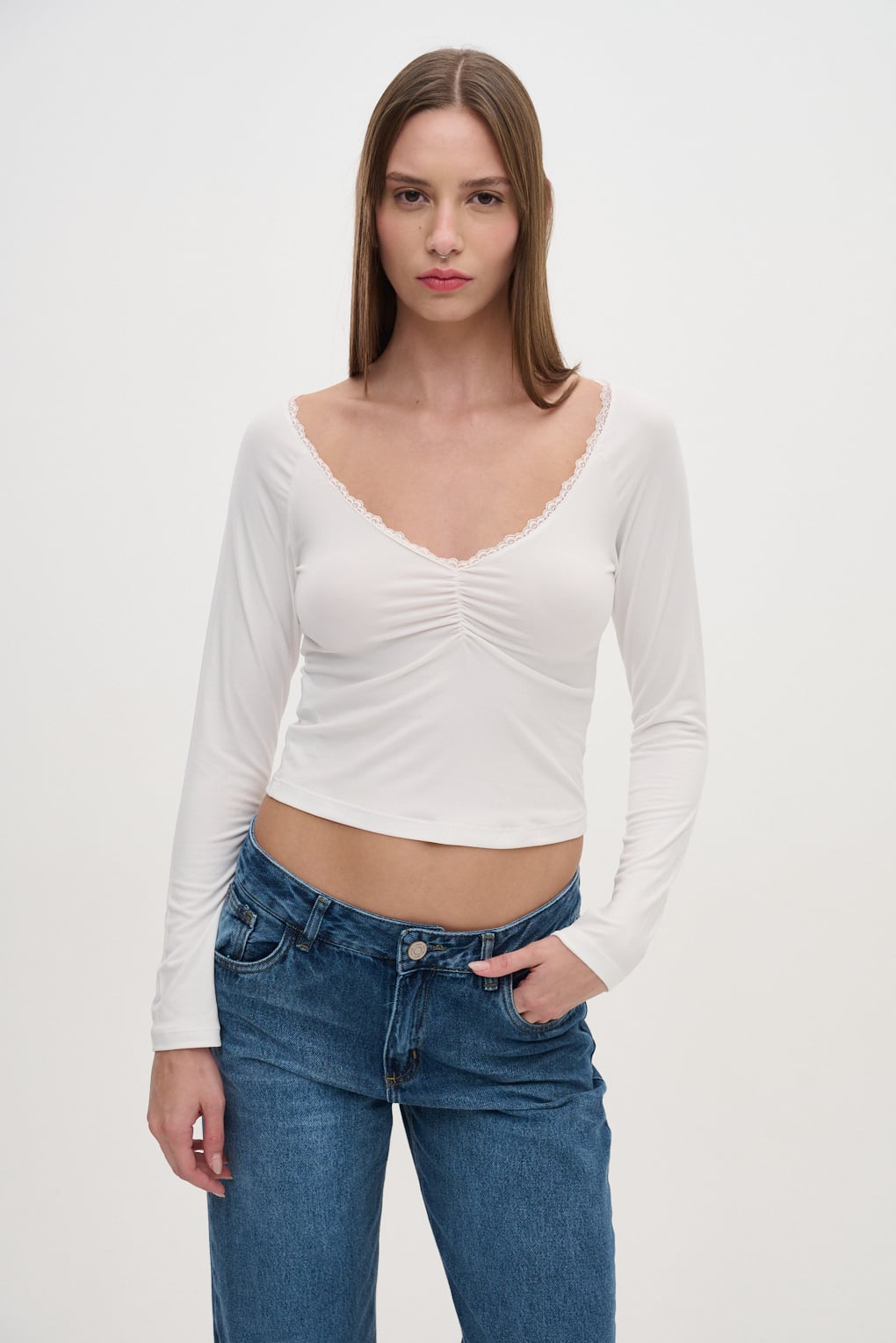 Remera manga larga encaje