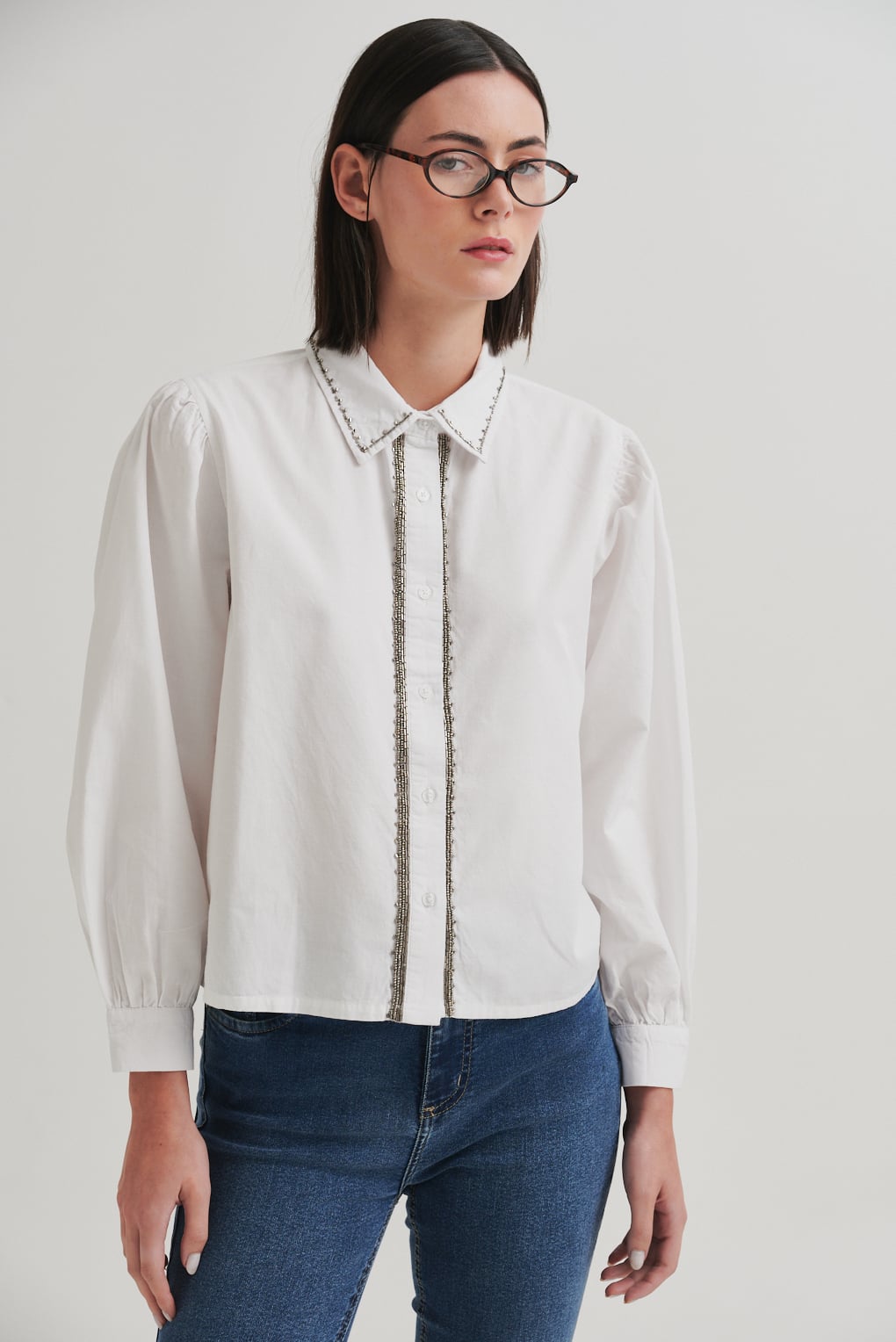 camisa algodón con strass