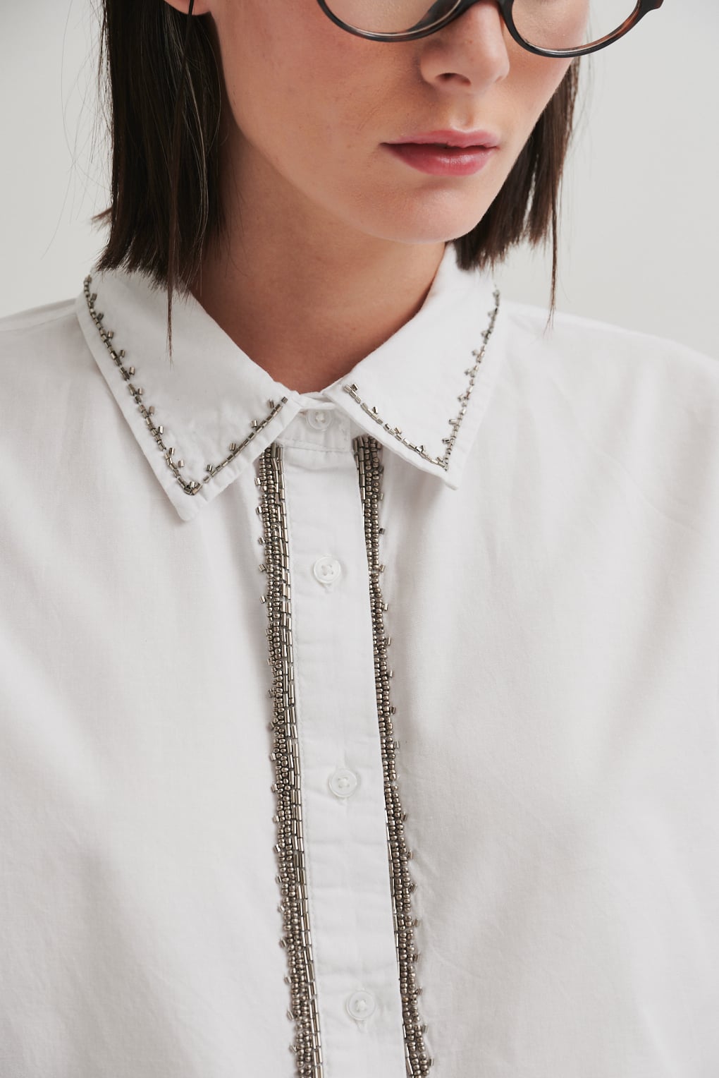camisa algodón con strass