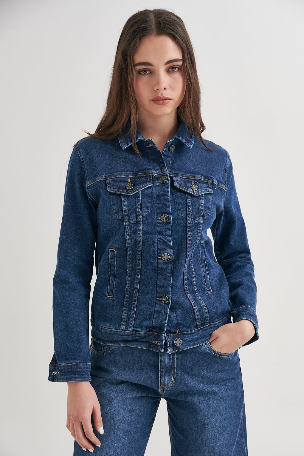 campera denim azul