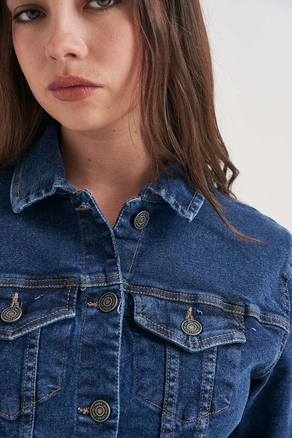 campera denim azul