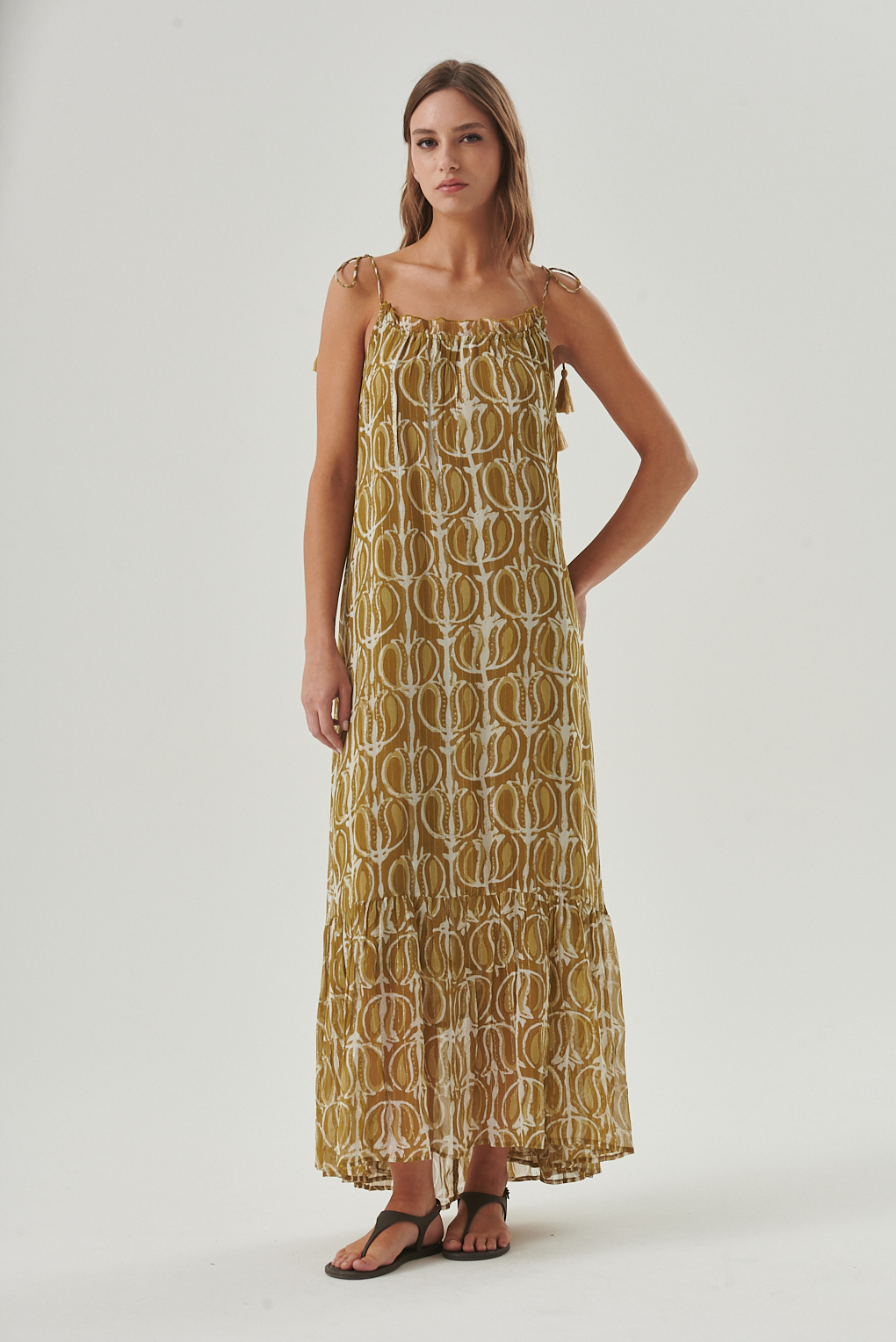 vestido largo lurex