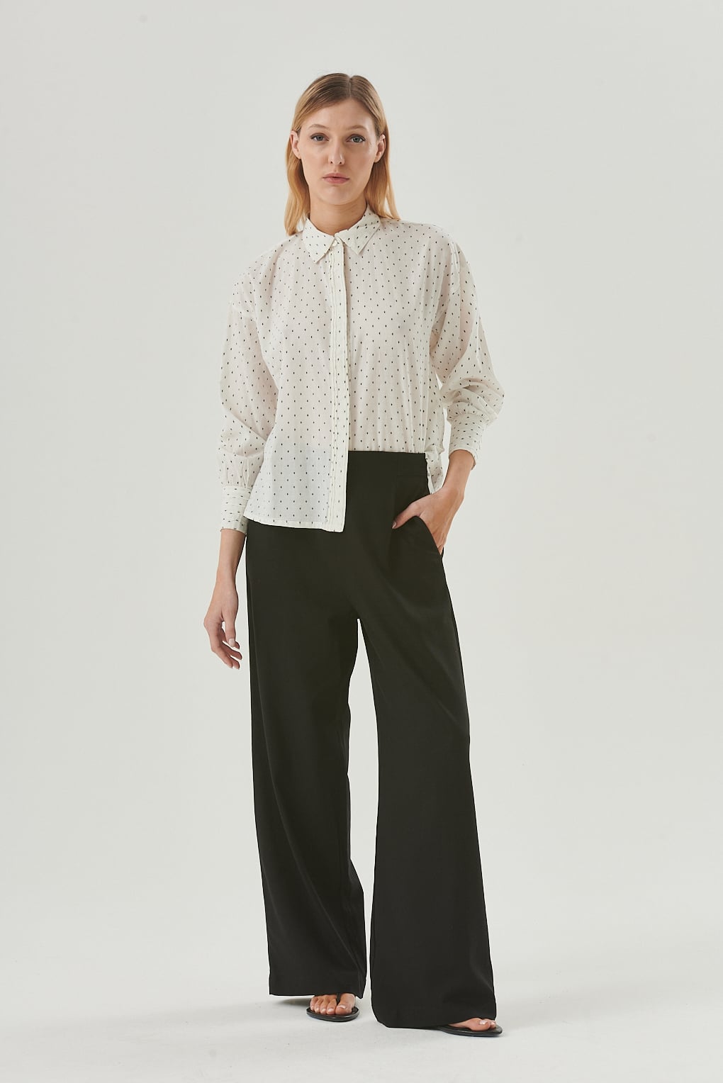 camisa algodón efecto lunares