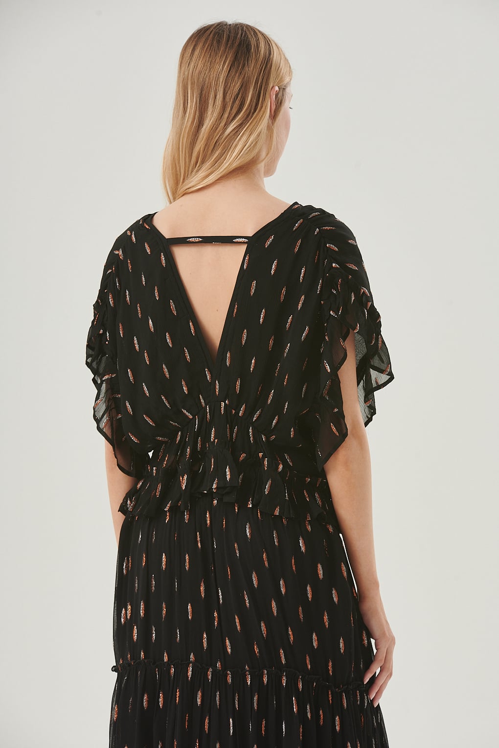 blusa volados lurex