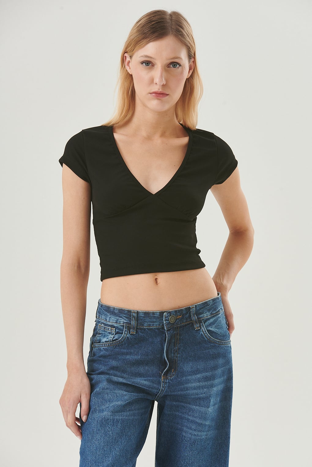 top ribb escote en V