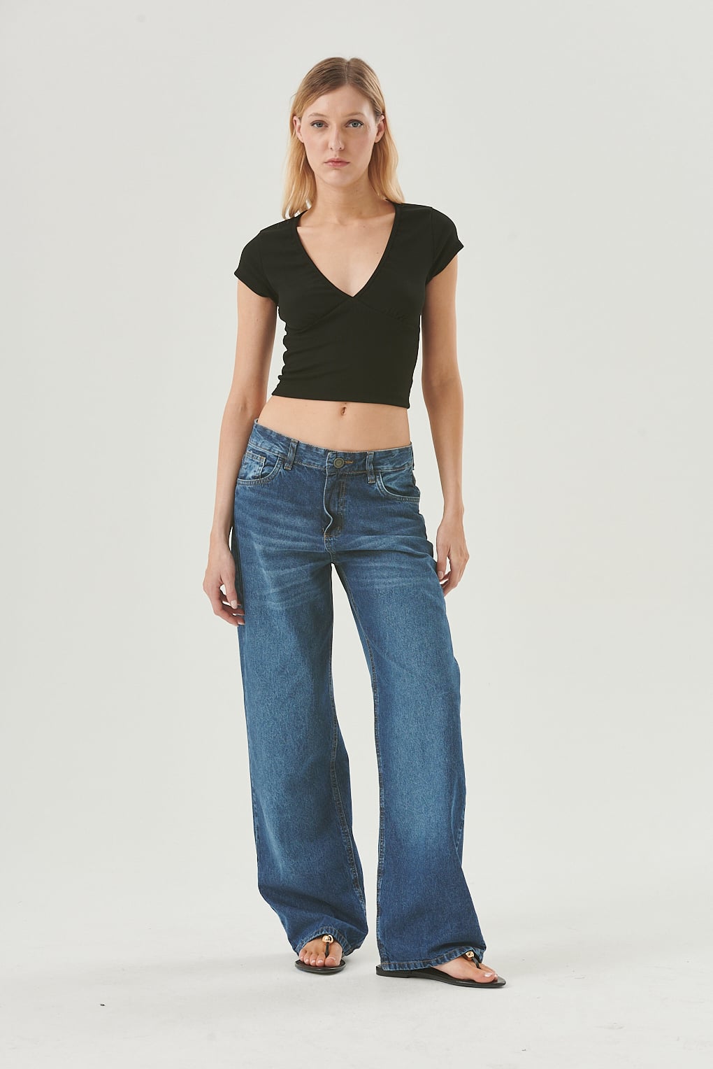 top ribb escote en V