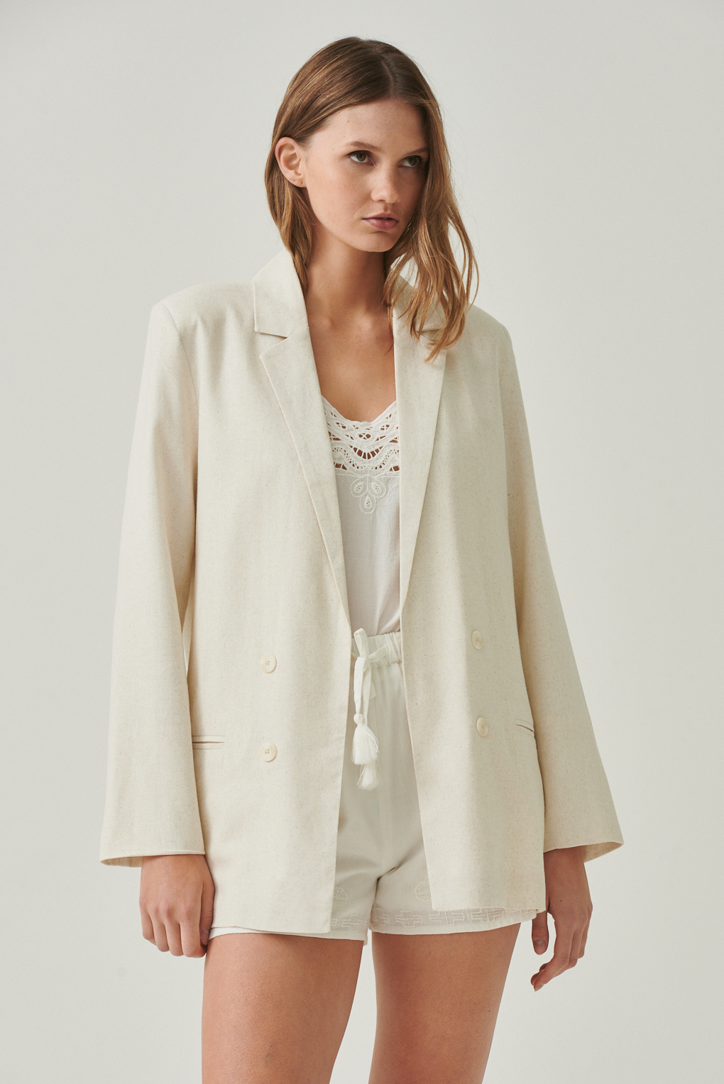 blazer de lino forrado