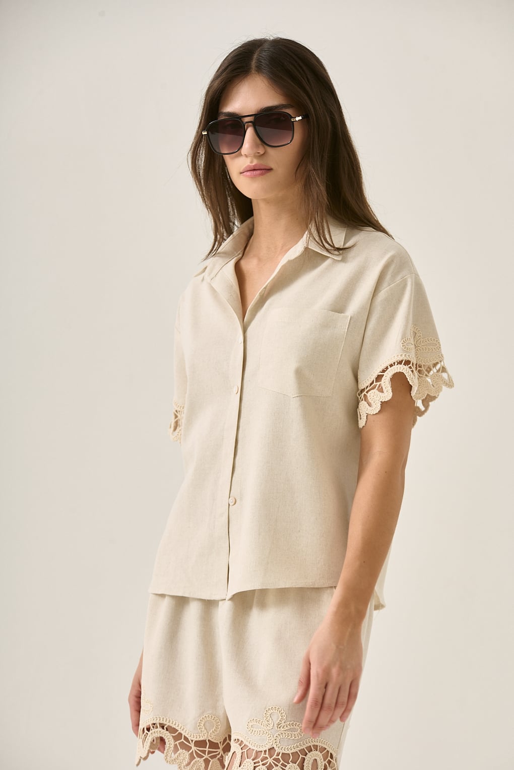 camisa lino calada