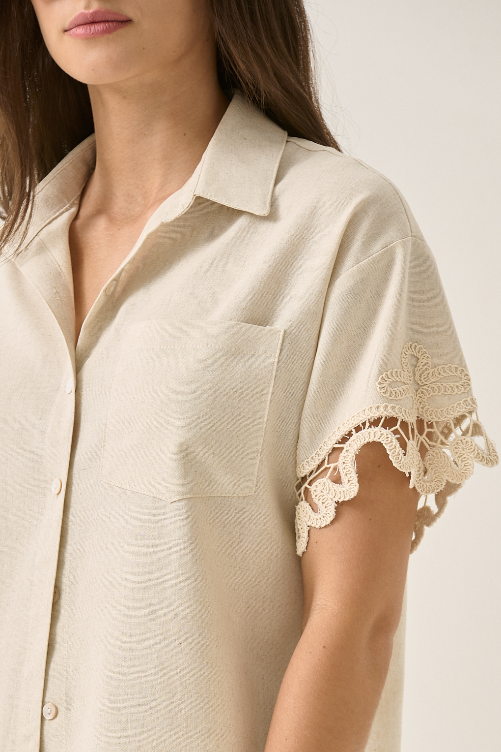 camisa lino calada