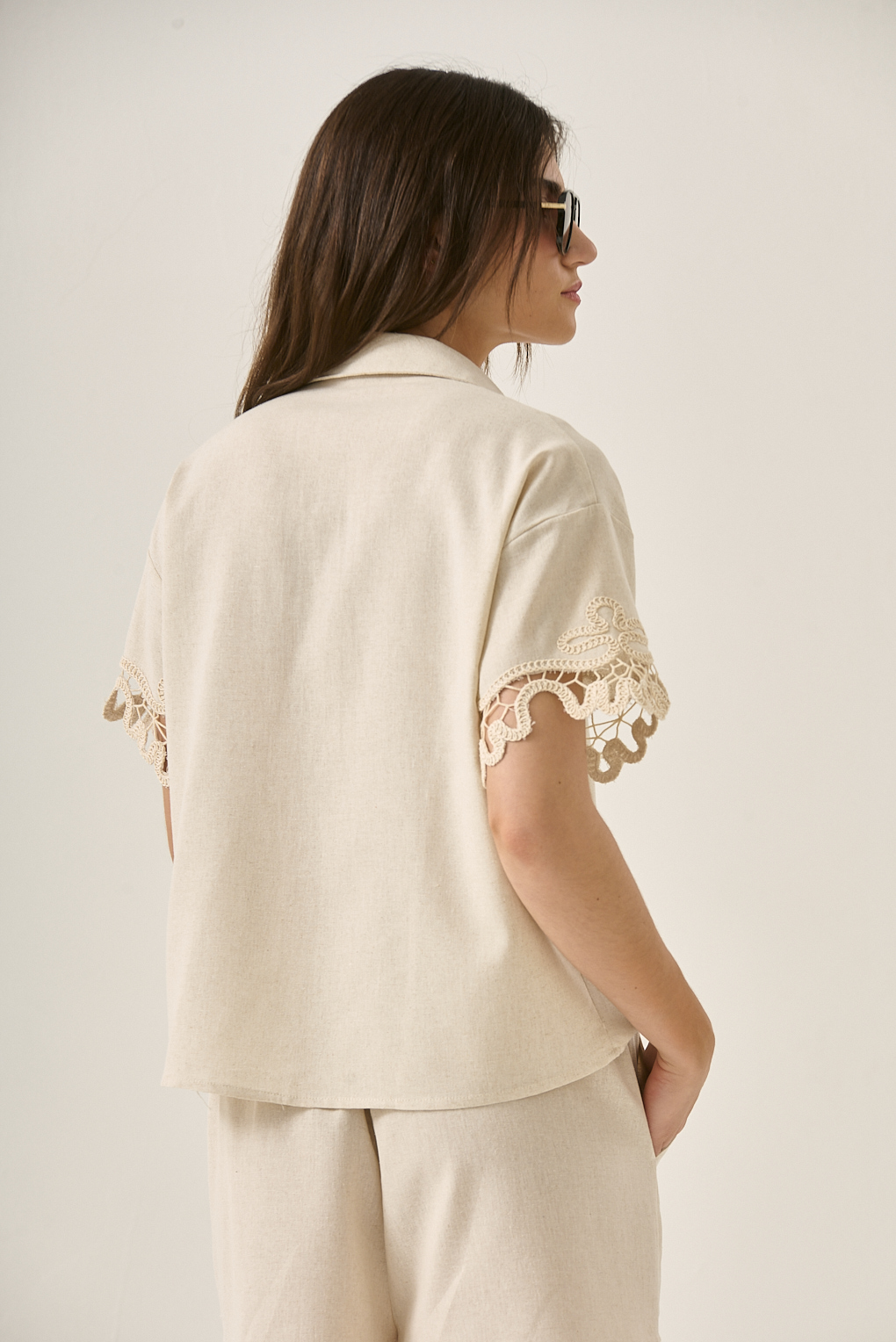 camisa lino calada